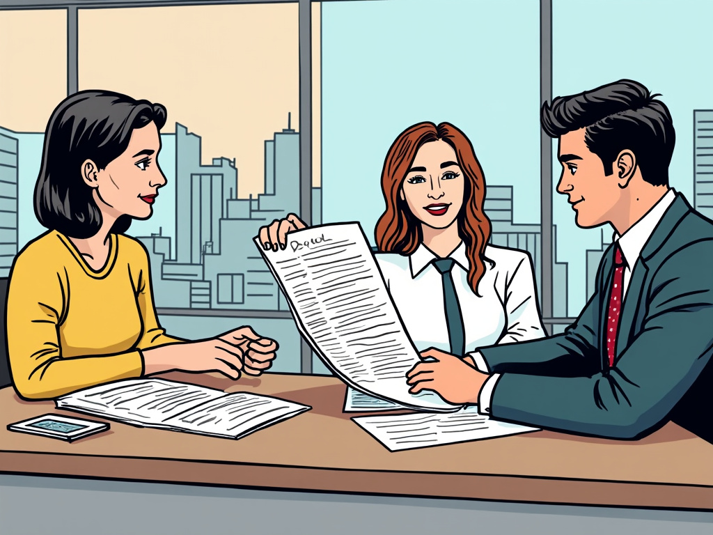Professionals comparing documents